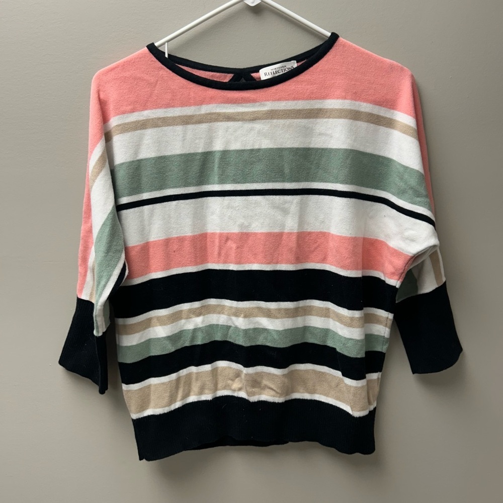 Northern‎ Reflections Women’s Multi-Colour Striped 3/4 Sleeve Sweater